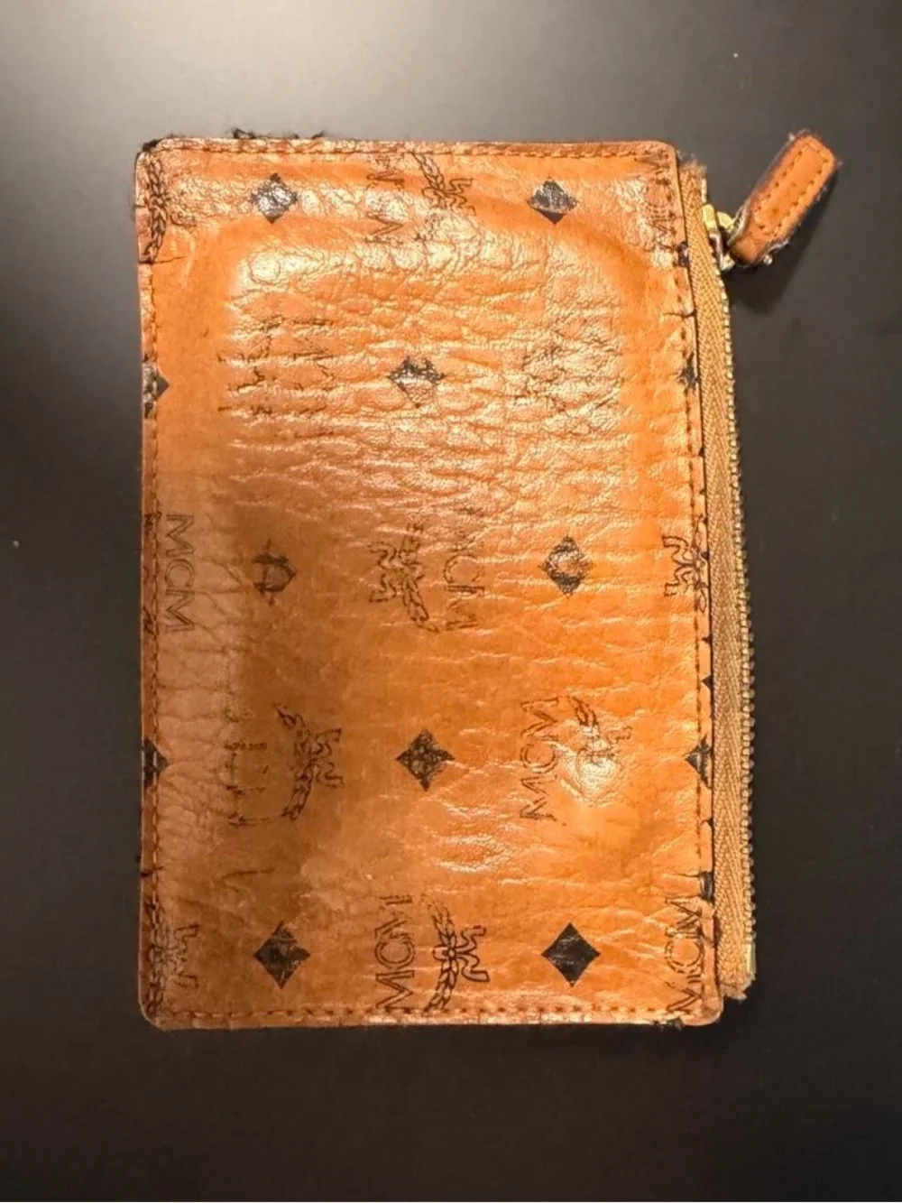 MCM Cognac/Tan Logo Zip Wallet